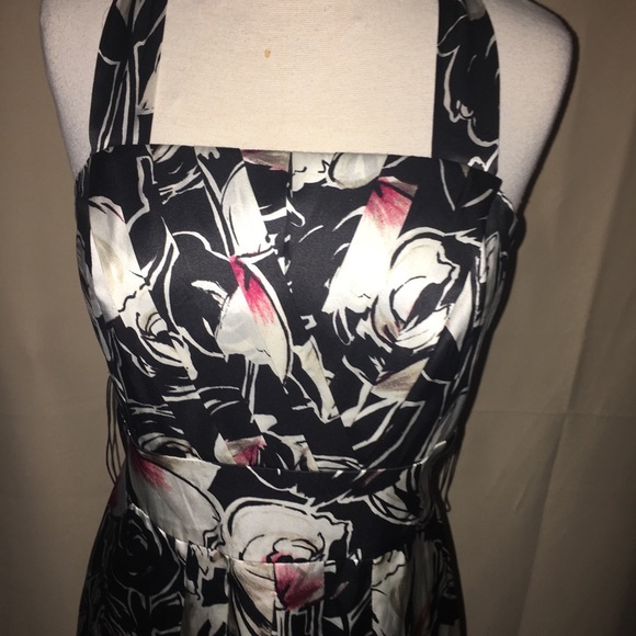 White House Black Market Floral Halter Silk Dress - Picture 3 of 8